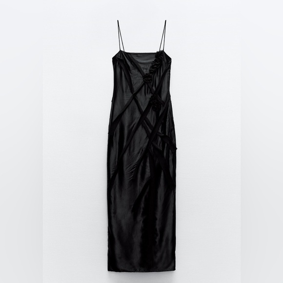 NWT ZARA FLORAL SATIN EFFECT  DRESS - Picture 6 of 6